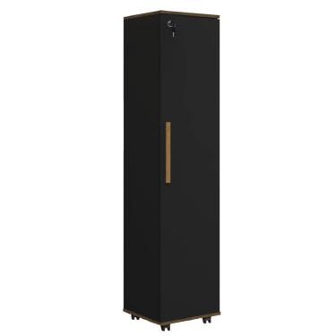 Imagem de Armário Multiuso Para Quarto Com Chave e Rodízios 1 Porta Lune Preto J&A