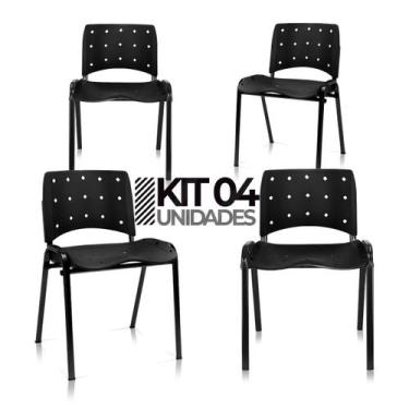 Imagem de Ergoplax Kit 04 Cadeiras Fixas Plástica Aproximação Empilhável Plaxmet