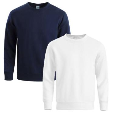 Imagem de Kit 2 Moletom Masculino Liso Treino Frio Gola Careca Slim - Quero Shoe