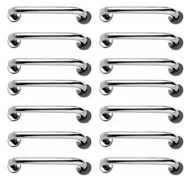 Imagem de Barra de Apoio Inox 40cm Kit 14 Unidades Idoso Deficiente Banheiro Box Quarto Corrimao Escada Segurança Acessibilidade Resistente Suporte