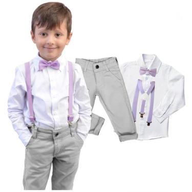 Imagem de Conjunto Social Cinza Manga Longa Calça Casamento Pajem Bebê - Migueli
