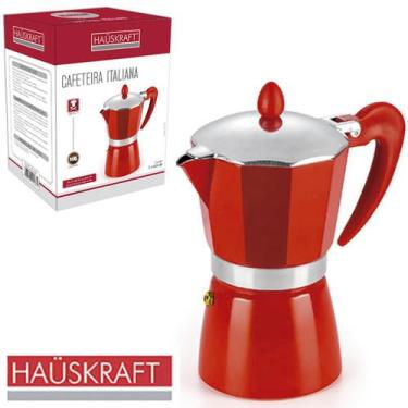 Imagem de Cafeteira Italiana De Alumínio 380Ml Vermelho Para 6 Xicaras - Hauskra