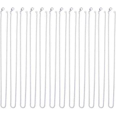 Imagem de Outus Pacote com 12 colares de corrente de ferro DIY, fecho de lagosta, colar banhado a prata (61 cm)