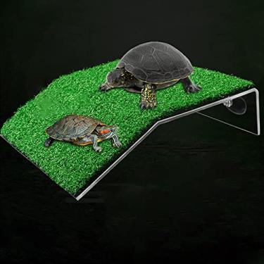 Imagem de XMHF Plataforma de tartaruga, rampa de tartaruga, réptil, escada, terraço, tanque de peixes, aquário, doca de tartaruga, decoração flutuante para réptil sapo terrapin grande