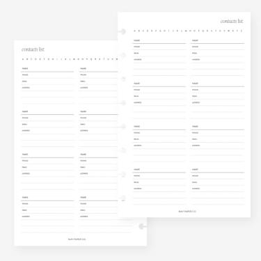 Imagem de Refil de agenda de 8 discos com inserção de lista de contatos meia letra para Levenger Circa Junior, Arc by Staples, TUL Junior 14 x 21,6 cm