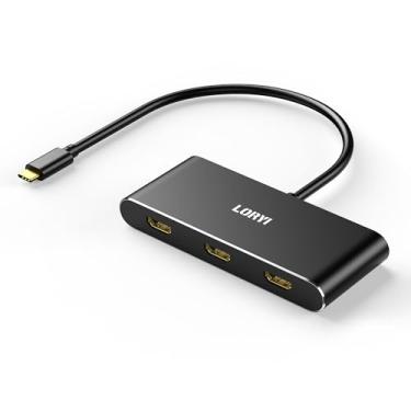 Imagem de Divisor USB C para 3 HDMI MST Hub 3 portas única 4K 144Hz triplo 4K @60Hz DP Alt 1.4 divisor HDMI divisor modo estendido suporta extensão HDMI (apenas Windows)