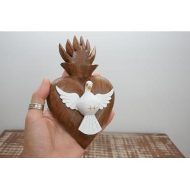 Imagem de Divino Espírito Santo em Madeira, 17 x 10 cm