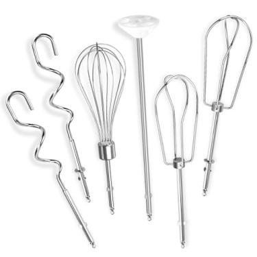 Imagem de Batedeiras manuais servem para batedores Cuisinart de aço inoxidável estilo turbo esquerdo e direito, batedor de ovos de arame, haste de mistura líquida, ganchos de massa-CHM Series batedeira manual