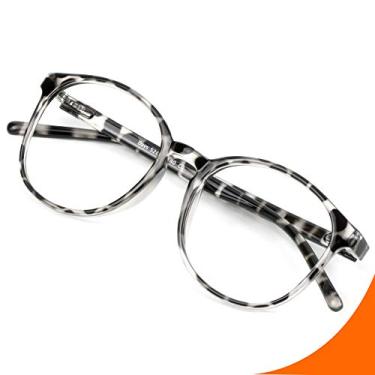 Imagem de Óculos de bloqueio de luz azul antiembaçante para mulheres/homens, antifadiga, leitura de computador, óculos de TV, moldura oval elegante, anti raios UV, antibrilho (leopardo, sem ampliação)