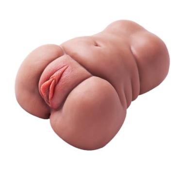 Imagem de Bonecas sexuais de bolso 2 em 1 no bunda masturbadora masculina bunda gorda com 3D apertado realista texturizado canal vagina brinquedos sexuais adultos (Marrom)