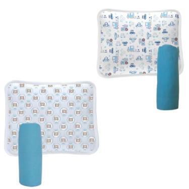 Imagem de Jogo Lençol Berço Americano 2 Kits De Lençol Com Elastico e Fronha Estampa Menino