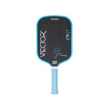 Imagem de Versix Vector XL Genie Bouchard Signature Pickleball Paddle, 15 mm, fibra de carbono crua, alongada, térmica, cabo octogonal forjado 5,75 (azul, leve)