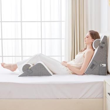 Imagem de Travesseiro de apoio para dormir Hogrance 5 peças, travesseiro de cama para dormir de lado, travesseiro corporal, 73 x 56 cm (C x A) com espuma viscoelástica, cinza