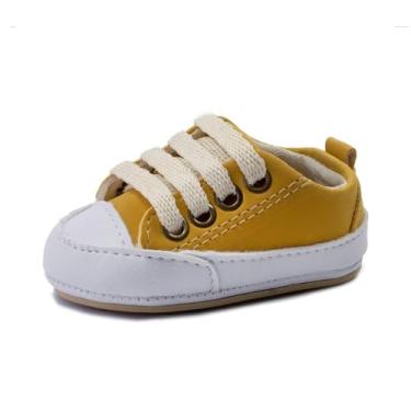 Imagem de Sapatinhos Bebê-Tenis recém-nascido primeiros passos, forrado com tecido espumado 14ao20 baby 1001C (Mostarda Branco, BR, Bebê, Numérico, 18)