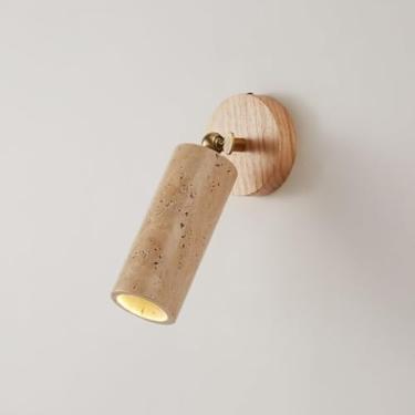 Imagem de Luzes de parede de travertino amarelo corredor cabeceira parede de madeira giratória para sala de estar restaurante loft cozinha (luz fria de tronco)