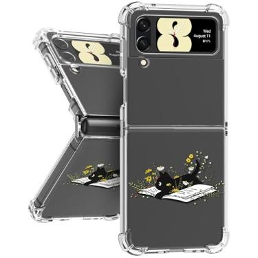 Imagem de Buleens Capa para Samsung Galaxy Z Flip 4 - Capa de proteção feminina de TPU flexível transparente e flexível com ajuste slim fit à prova de choque com estampa de desenho animado feminino para Samsung