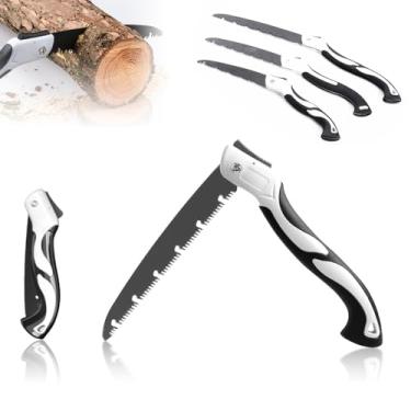 Imagem de Serra manual para corte de madeira, 3 serras manuais dobráveis, serra de arco portátil para corte de árvores, acampamento, jardinagem, caminhadas, paisagismo, poda de árvores