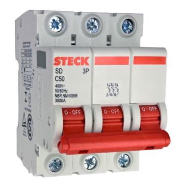 Imagem de Disjuntor Din Steck Tripolar 50A Amperes Curva C