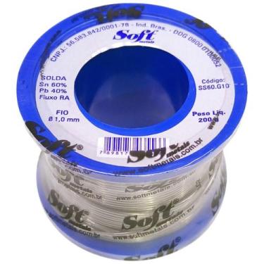 Imagem de Solda Fio Estanho Com Fluxo Eletrônica 60x40 1mm Rolo 200g Soft