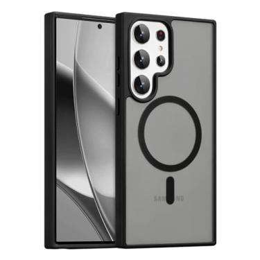 Imagem de RALEAVO Capa magnética forte para Samsung Galaxy S23 Ultra [compatível com Magsafe] Capa protetora fina à prova de choque para celular S23 Ultra com traseira rígida translúcida, preta