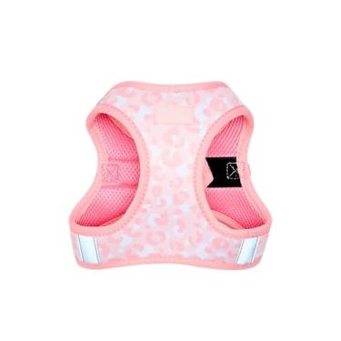 Imagem de The Wagging Tail Peitoral antipuxão para cães pequenos, médios e grandes, resistente, ajustável, respirável, macio, fofo, reflexivo, colete para cães, colete para cães (leopardo rosa, grande)