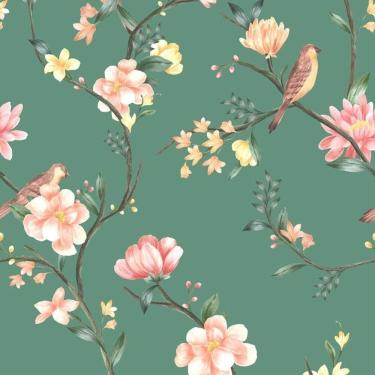 Imagem de Papel De Parede Botânica Hf Floral Verde 81246