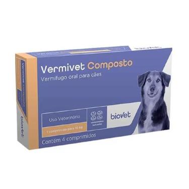 Imagem de Vermivet Composto Cães e Gatos 600mg Biovet 4 Comprimidos - Biovet
