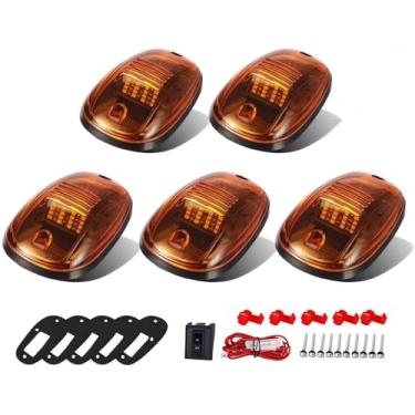 Imagem de KOMAS 5X Luzes Marcadoras Amber 24 LED Amber Telhado Running Top 264146BK Montagem Compatível com Caminhonete Dodge Ram 1500 2500 3500 4500 5500 2003-2018 Caminhonete com Chicote de Fios