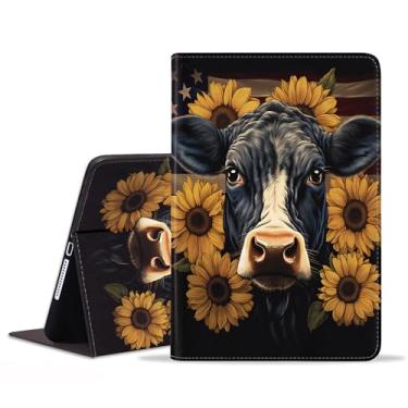 Imagem de FVAENDHIO Capa para Samsung Galaxy Tab A9 Plus modelo 2023 de 11 polegadas (SM-X210/X216/X218), capa protetora de couro, capa inteligente com suporte ajustável, despertar/hibernar, vacas e girassóis