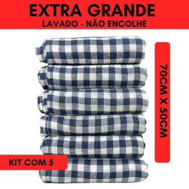 Imagem de Pano De Chão Lavado Xadrez Saco Limpeza - Kit C/5 - 70x50cm - DRK