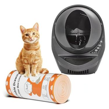 Imagem de Caixa de areia para gatos Robô 4 e 3 sacos de lixo – 20 forros de cordão extra grossos compatíveis com robô de caixa de areia autolimpante, sacos de forro de caixa de areia para gatos resistentes,