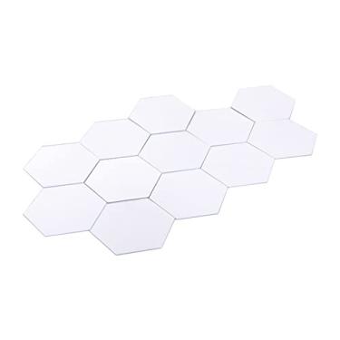 Imagem de Adesivo de Espelho 12pcs Adesivo Acrílico Adesivo de Espelho de Parede Adesivos de Parede Geométrica Adesivo de Espelho Hexagon para Decoração de Quarto