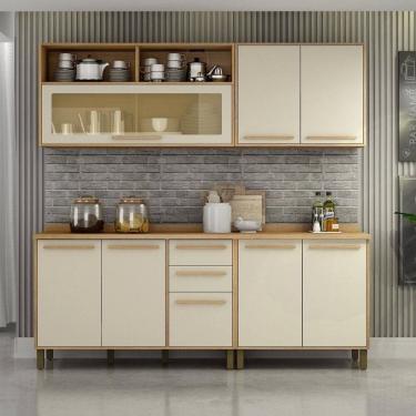 Imagem de Cozinha Completa 4 Peças 8 Portas 2 Gavetas Salvador Marrom/Bege