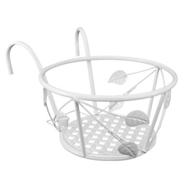 Imagem de 1 Unidade Vaso De Flores Pendurado Em Ferro Forjado Expositor De Plantas Floreira Suspensa De Metal Corrimão Cabides De Plantas Flor De Varanda Muro Branco Plantas Suculentas