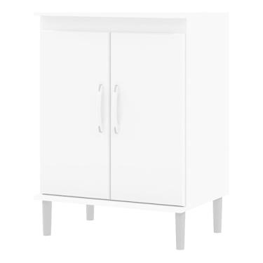 Imagem de Balcão Aparador Beauty Bancada Cozinha para Micro-ondas com 2 Portas e Uma Prateleira - Branco