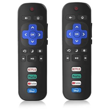 Imagem de 2 peças de controle remoto de substituição Nmaayss para controle remoto Roku TV, controles remotos compatíveis com TCL Roku/Onn Roku/Hisense Roku/Philips Roku/Sharp Roku/Westinghouse Roku/Insignia