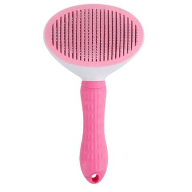 Imagem de Escova Pelos Pet Automática Rasqueadeira Magica para Cães e Gatos com Cabo Texturizado de Alta Aderência (Rosa)