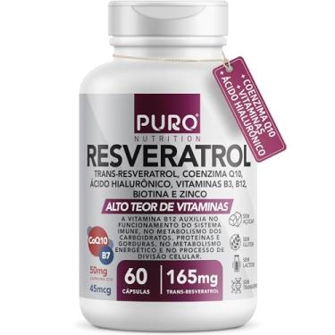 Imagem de Resveratrol Trans 165 mg Puro Nutrition + Coenzima Q10, Ácido Hialurônico
