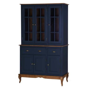 Imagem de Arca Oratório 6 Portas 2 Gavetas 60841 Hannover - Azul Petróleo/Imbuia Glazer