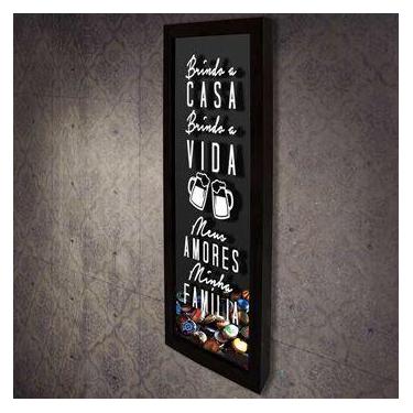 Imagem de Quadro Porta Tampinhas Slim Brindo a Casa - Quadro Novo, 35 x 90 cm, P