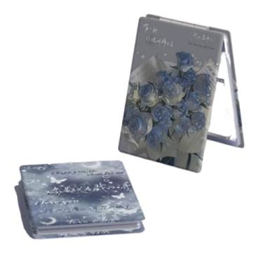 Imagem de zaoalife 2 peças de espelho de maquiagem dobrável dupla face portátil, espelho retangular de mão, espelho compacto, espelho de bolso de maquiagem