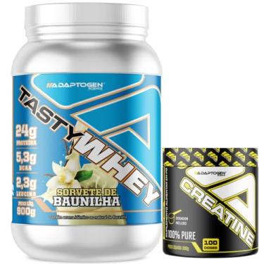 Imagem de Tasty Whey 3W Sabor Baunilha 900g + Creatina 300g - Adaptogen Science