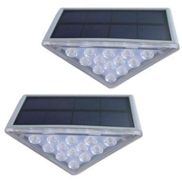 Imagem de 2 Balizador Solar 13 Leds Muro Parede Jardim Cor Cinza - Goldensky, Br
