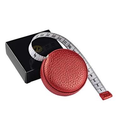 Imagem de Fita métrica de 3 m/120 fita métrica para tecido corporal Fita métrica para costura de tecido de alfaiates Fita métrica de couro dupla face retrátil (vermelho, 1 pacote)