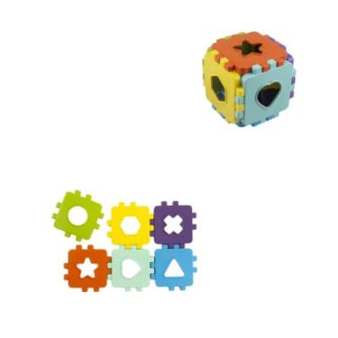 Imagem de Cubo Educativo de Encaixar, Brinquedo Didático para Bebês, 12+ Meses, 10 cm, Colorido