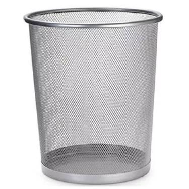 Imagem de Lixeira Prateada Para Escritório Telada Ferro Mimostyle