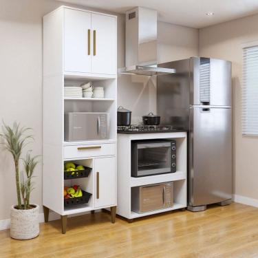 Imagem de Conjunto 2 Peças Paneleiro com Fruteira e Balcão 5 Bocas Santo Andre Branco