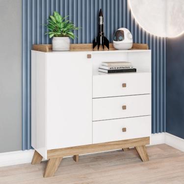 Imagem de Cômoda Infantil 3 Gavetas 1 Porta com Pés Lola Henn