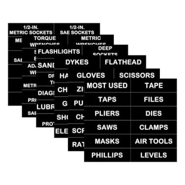 Imagem de Etiquetas magnéticas de organização de caixa de ferramentas, etiquetas organizadoras de caixa de ferramentas com ímãs fortes, impressão fácil de ler - serve para todas as marcas de gavetas de caixa de