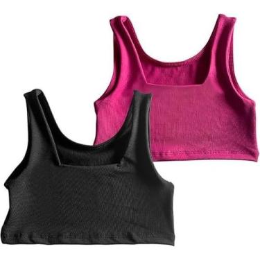 Imagem de Kit 2 Tops Regata Menina Treino Roupa Ginástica Infantil Esportes Moda